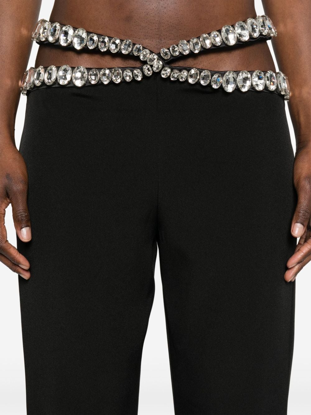 Pantalon décontracté taille haute incrusté de diamants