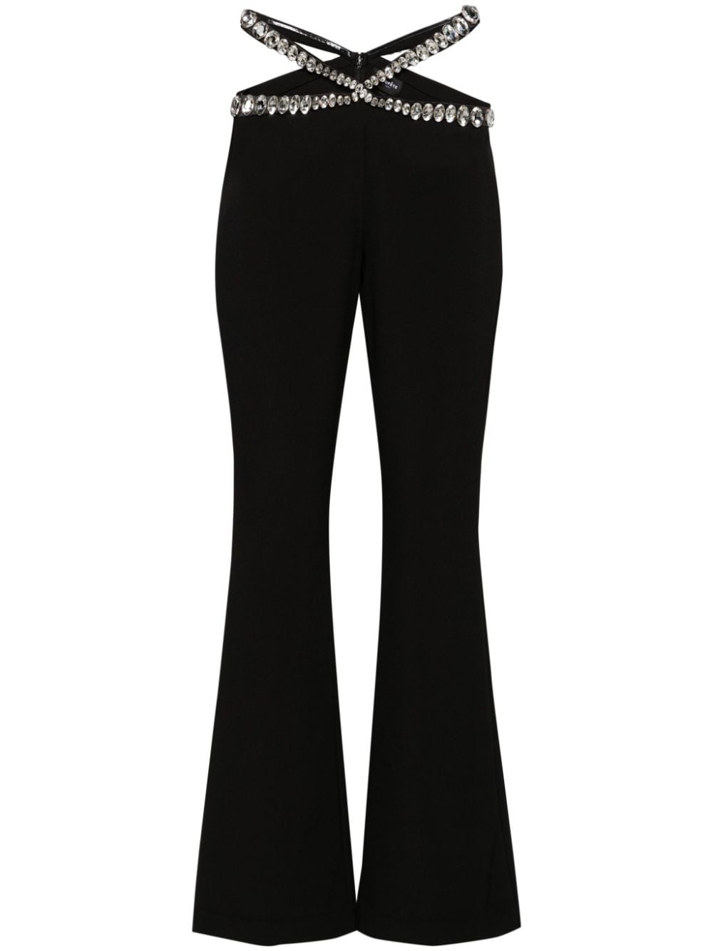 Pantalon décontracté taille haute incrusté de diamants