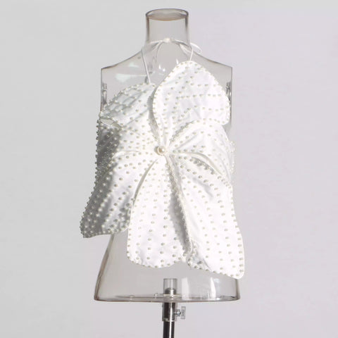Pearl Flower Bra Tie Up Tank Top Vest