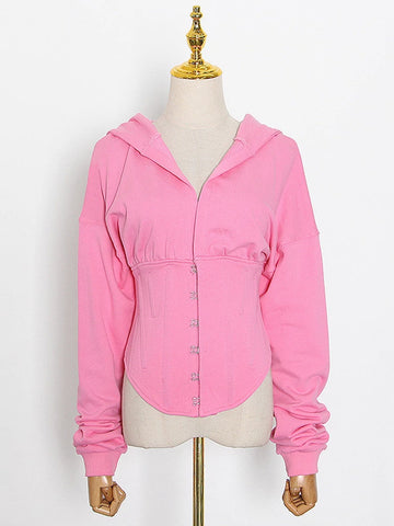 Free Shipping Patchwork Drawstring Slim Sweatshirt