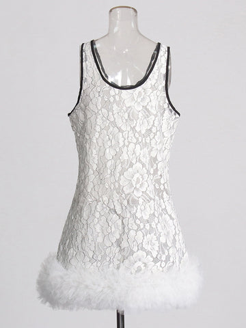 Hollow Out Embroidered Lace Camisole Dress