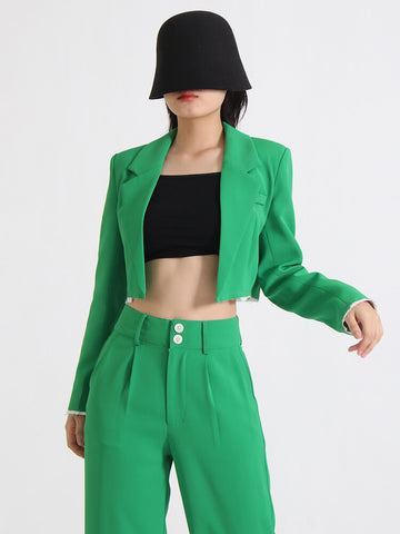 Colorblock Two Piece Sets For Notched Collar Long Sleeve