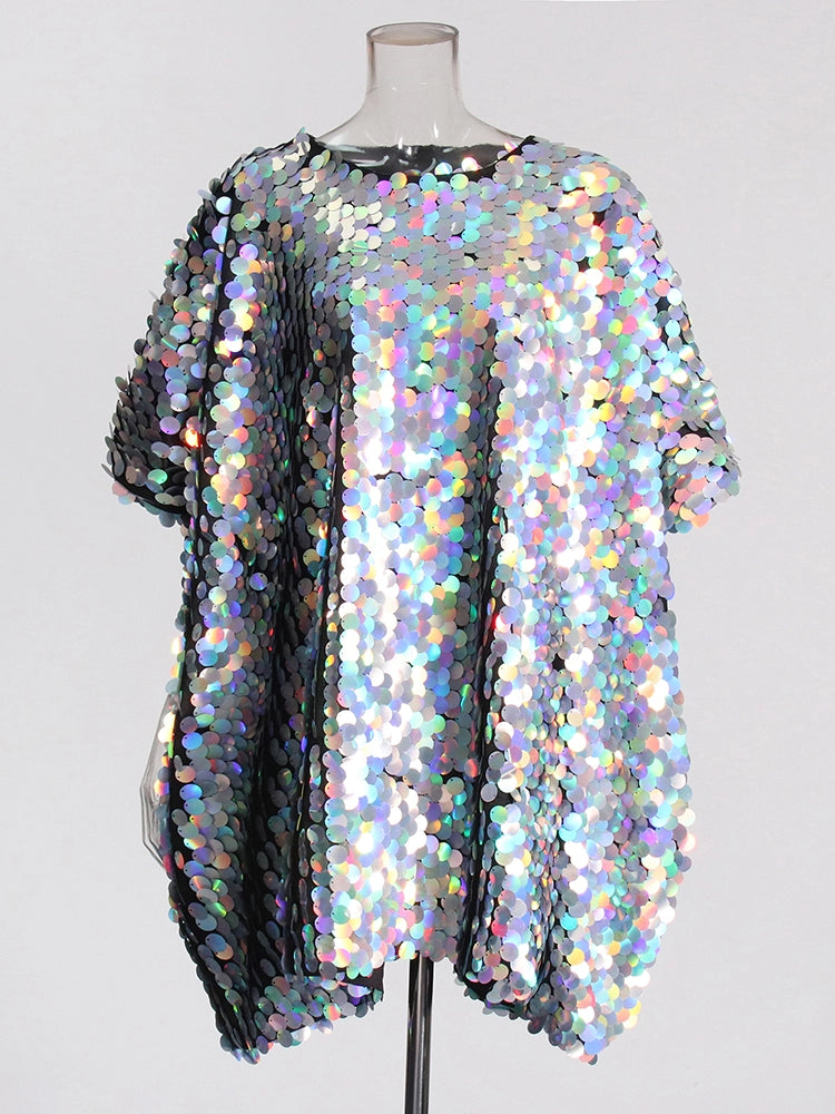 Laser Sequin Pullover Dresses