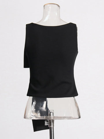 Asymmetric Diagonal Shoulder Strap T-shirt Vest