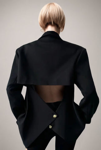 Black Backless Split Blazer