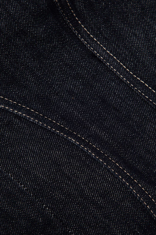 Zipper V-neck Strapless Denim Top