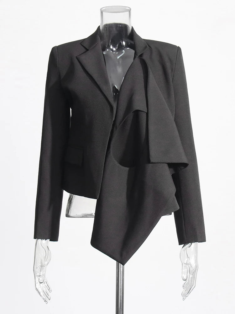 Blazer à col irrégulier asymétrique