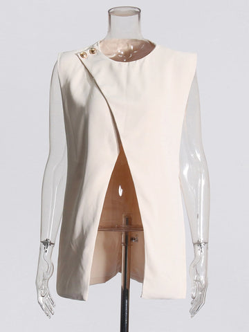 Unregelmäßiges ärmelloses zweiteiliges Set mit hoher Taille