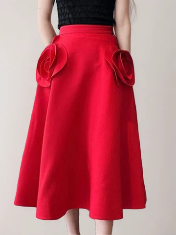 Appliques Elegant Skirt Spliced Folds