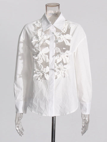 Hollow Out Flower Shirt Top