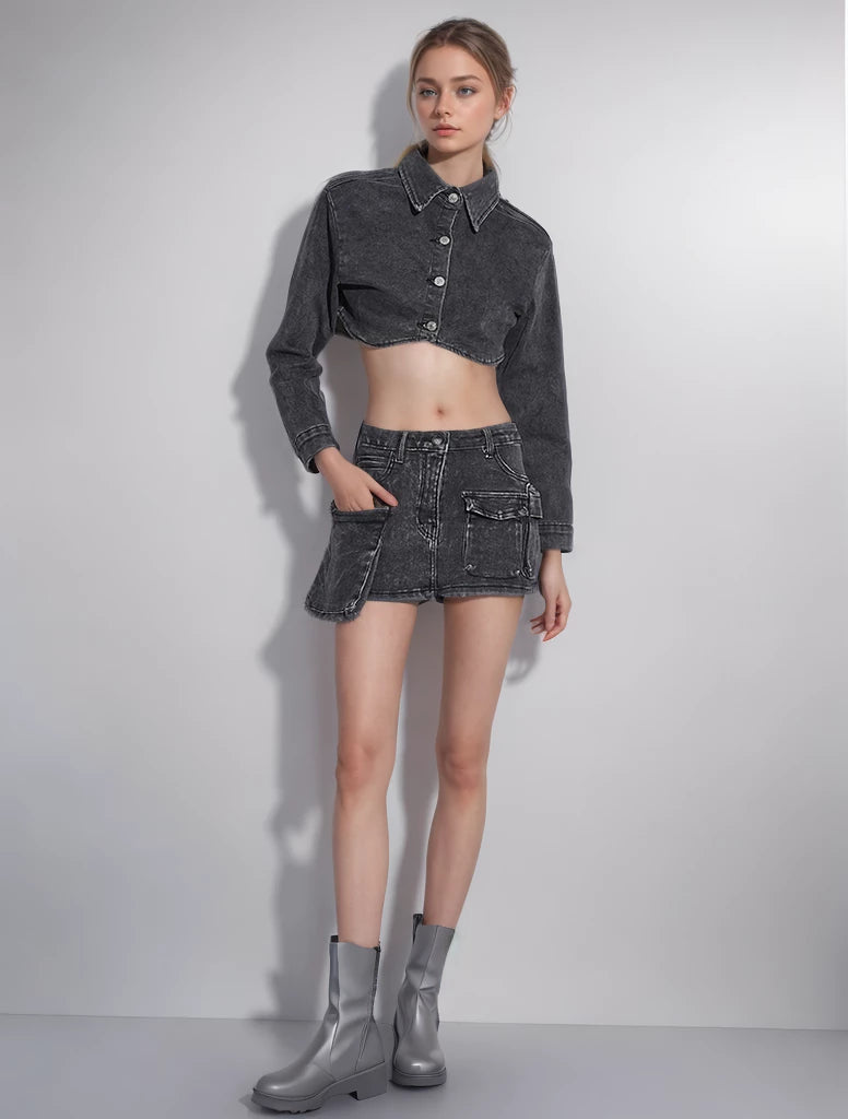 Denim Two Piece Sets For Long Sleeve