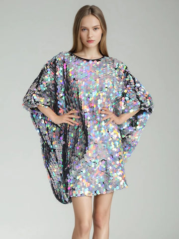 Laser Sequin Pullover Dresses