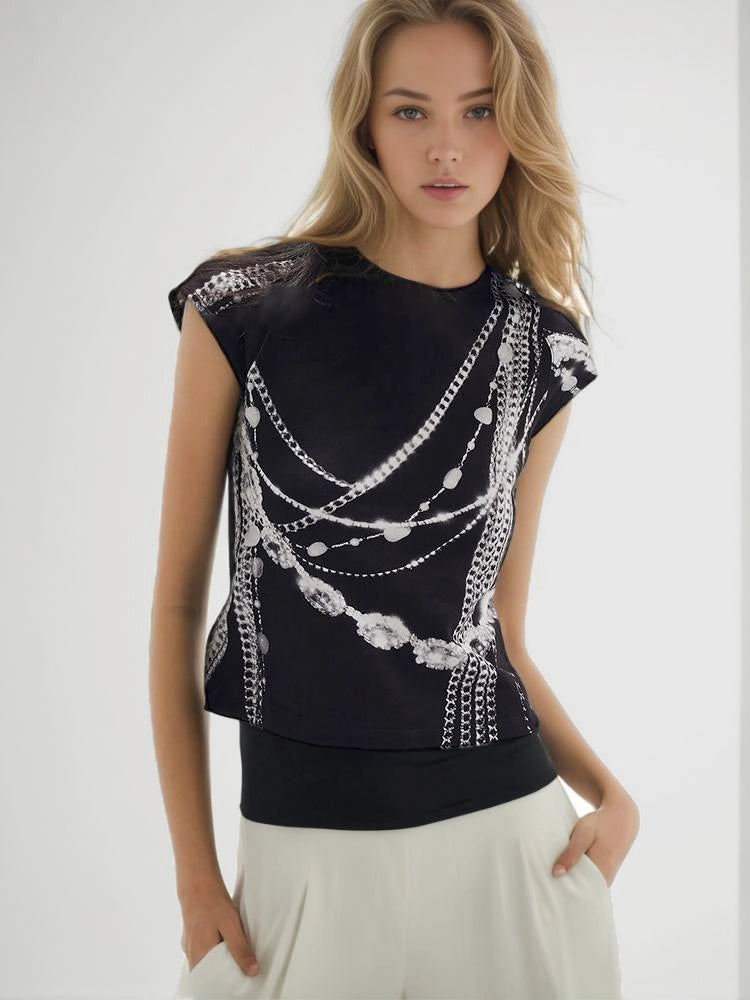 Jewel Chain Short Sleeve T-shirt