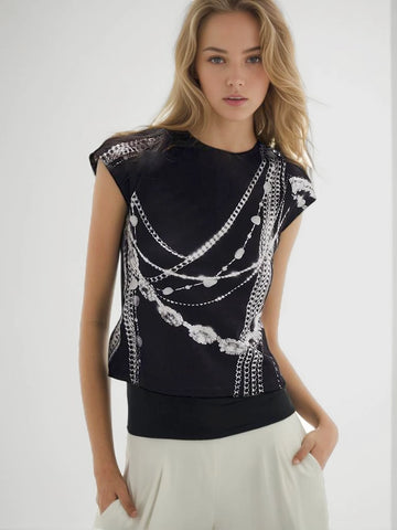 Jewel Chain Short Sleeve T-shirt