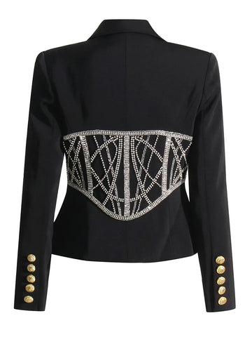 Spliced Diamonds Blazers For Long Sleeve