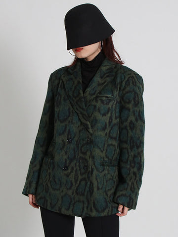 Green Blazers For Notched Long Sleeve Patchwork Pocket Autumn