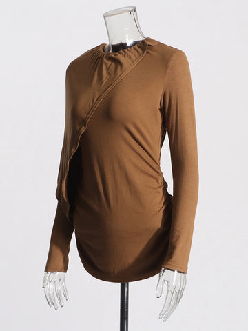 Half Shawl Versatile Knit T-shirt