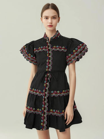 Drawstring Short Sleeve Shirt Dress