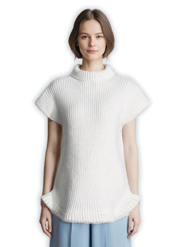 High Neck Sleeveless Knitted Sweater