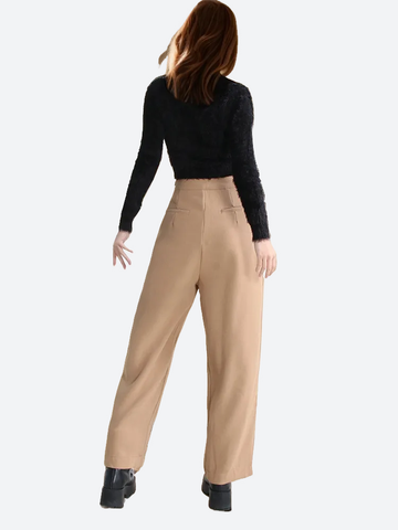 Pantalon long slim taille haute à jambes larges, livraison gratuite