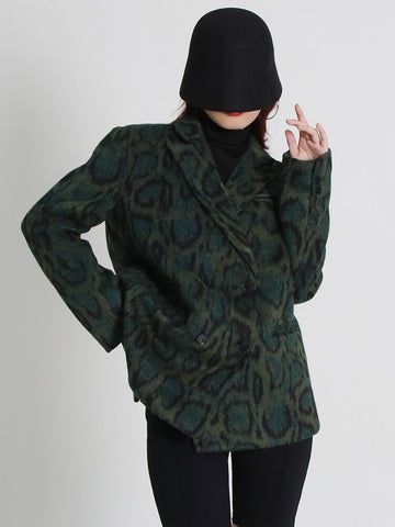 Green Blazers For Notched Long Sleeve Patchwork Pocket Autumn