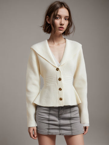 Lapel Wool Apricot Sweater