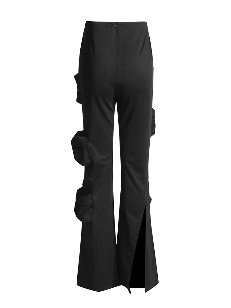 Pantalon à fente haute avec poche rétro