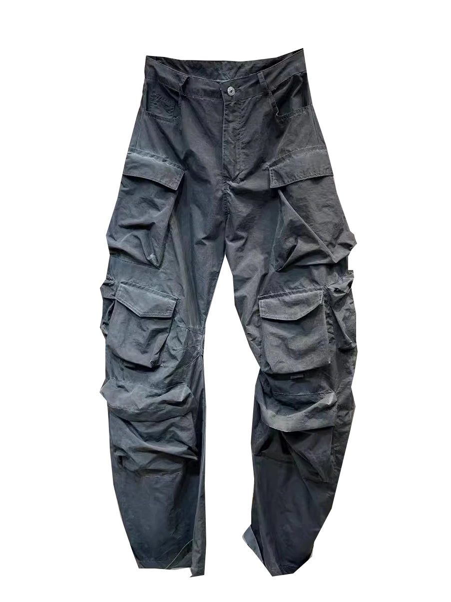 Pantalon cargo taille haute à poches rétro épissées