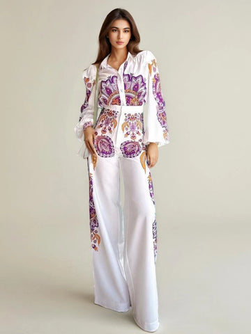 Printed Flip Collar Two Piece Set