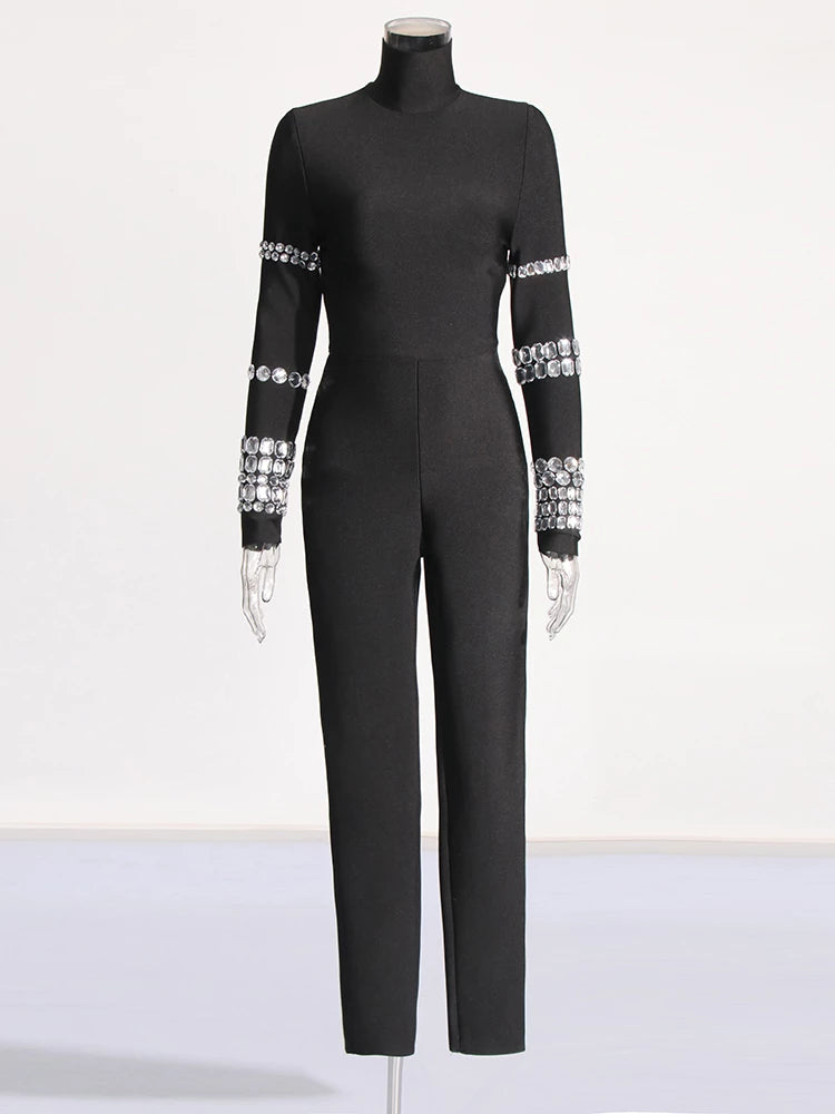 Diamonds Minimalist Turtleneck Jumpsuits