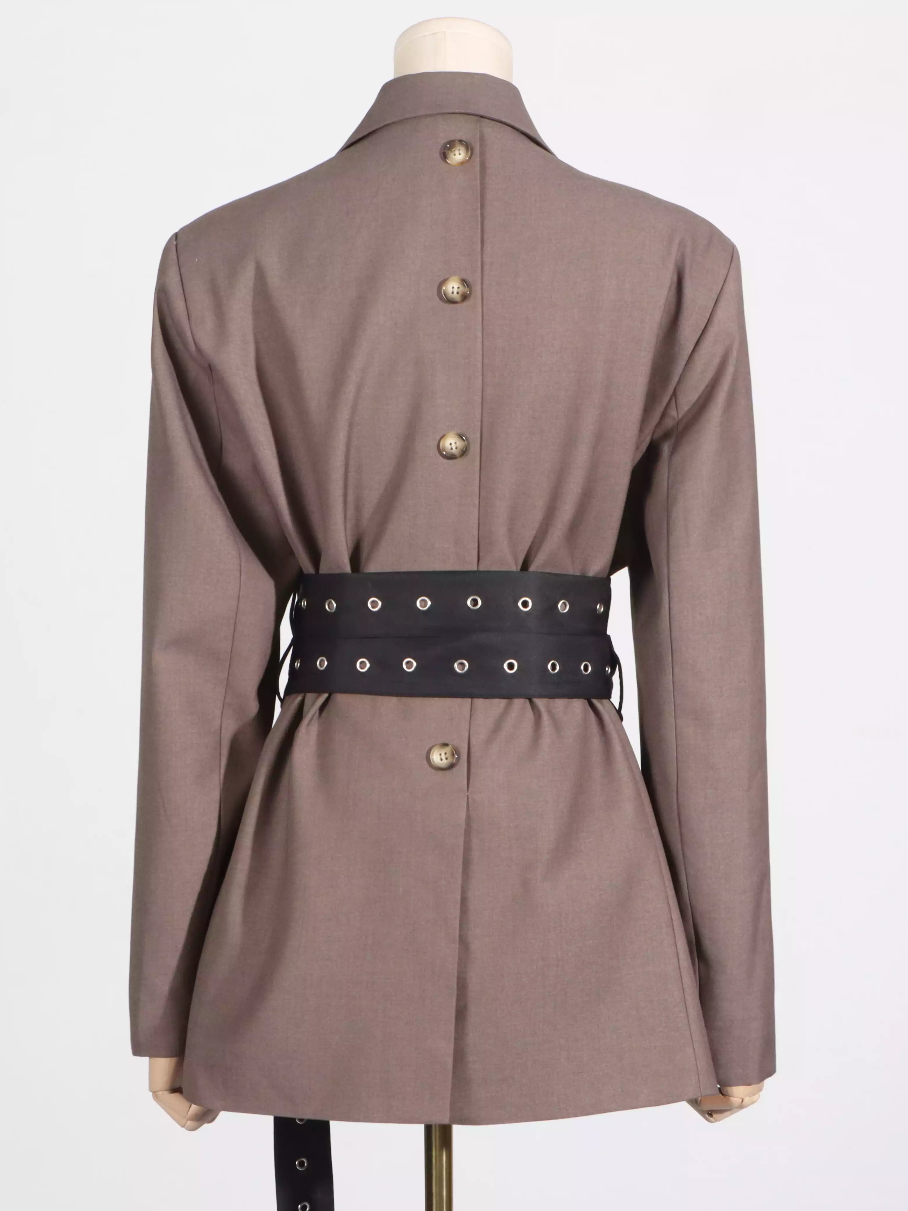 Lace Up Slimming V neck Blazer Coat