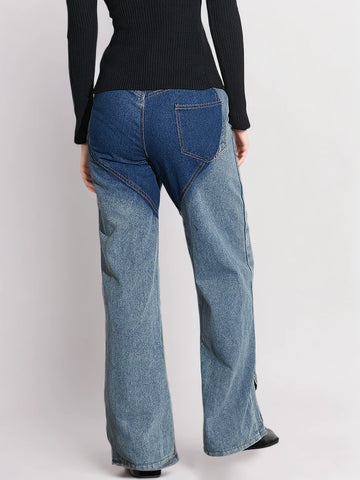 Folds Heart Serpentine Wide Leg Jeans Pants