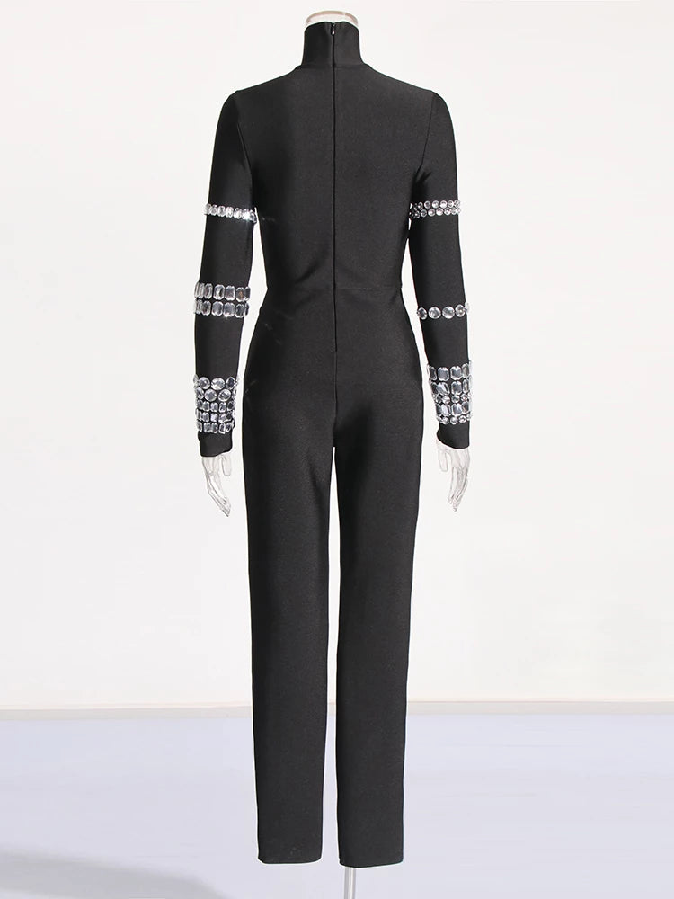 Diamonds Minimalist Turtleneck Jumpsuits