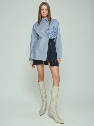 Flower Irregular Hollow Split Shirt Top