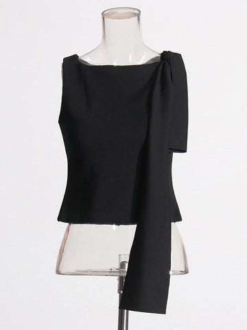 Asymmetric Diagonal Shoulder Strap T-shirt Vest