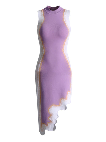Gradient Irregular Wave Hem Knitted Dress
