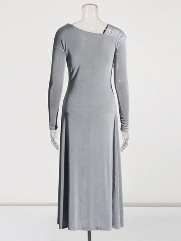 Off Shoulder Long Dress Elastic Knitted Dress