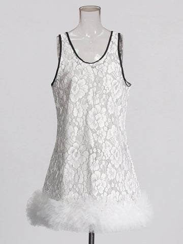 Hollow Out Embroidered Lace Camisole Dress