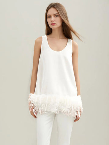 Gilet antitache avec bordure en plumes