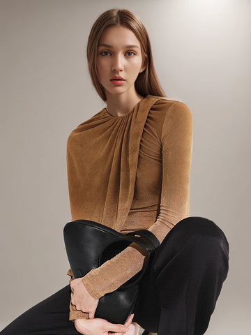 Half Shawl Versatile Knit T-shirt