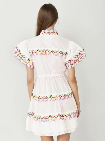 Drawstring Short Sleeve Shirt Dress