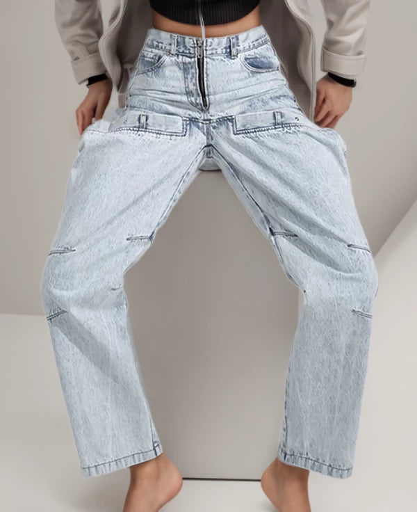 Loose Denim Trouser For High Waist Irregular Jeans