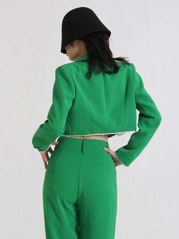 Colorblock Two Piece Sets For Notched Collar Long Sleeve