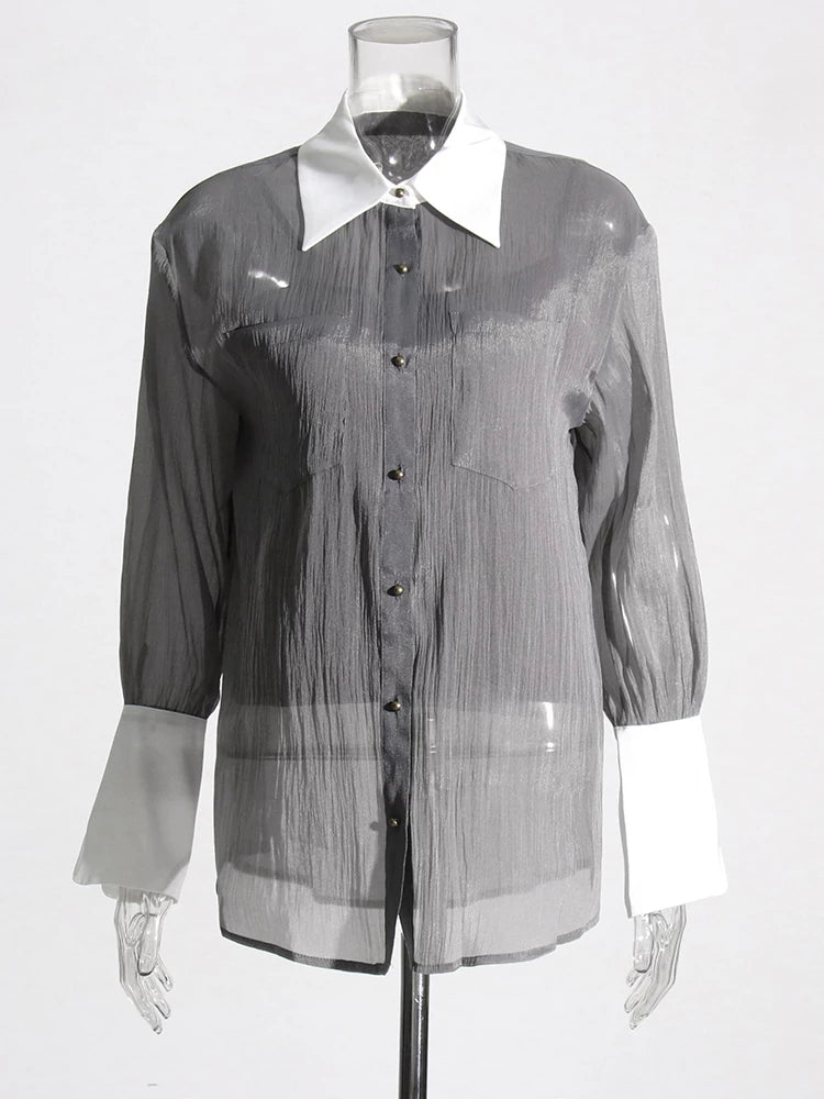 Summer Two Piece Sets For Lapel Long Sleeve Shirts