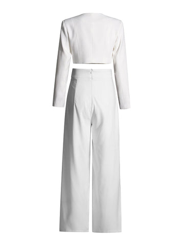 Long Sleeve White Two Piece Set