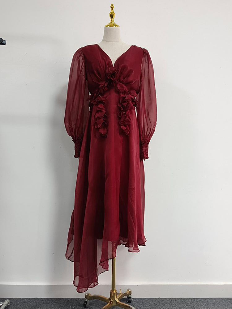 Robe longue dos nu à nouer et décolleté en V profond 