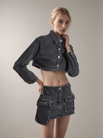 Denim Two Piece Sets For Long Sleeve
