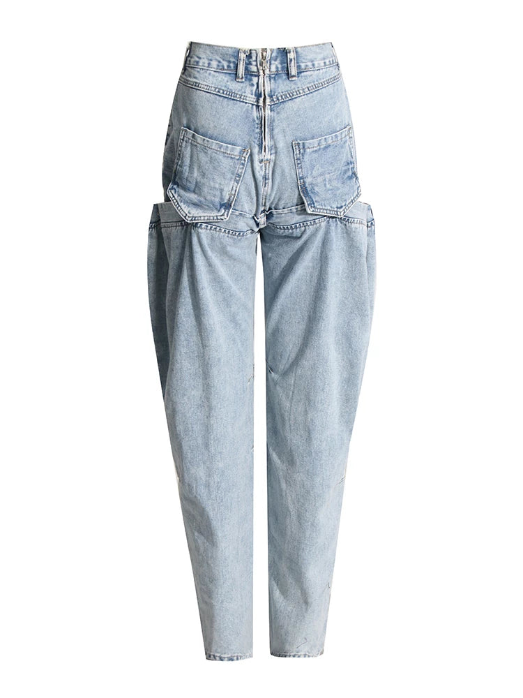 Loose Denim Trouser For High Waist Irregular Jeans