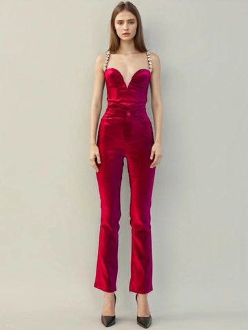 Pantalon slim taille haute ajouré