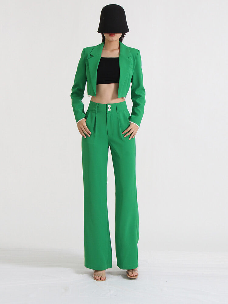 Colorblock Two Piece Sets For Notched Collar Long Sleeve